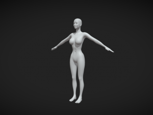 Sleek and Stylish Slim Women Body Base Mesh in A-Pose 3D-Modell