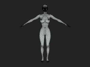 Maille de base de corps mince et &eacute;l&eacute;gante pour femmes en pose A Modèle 3D