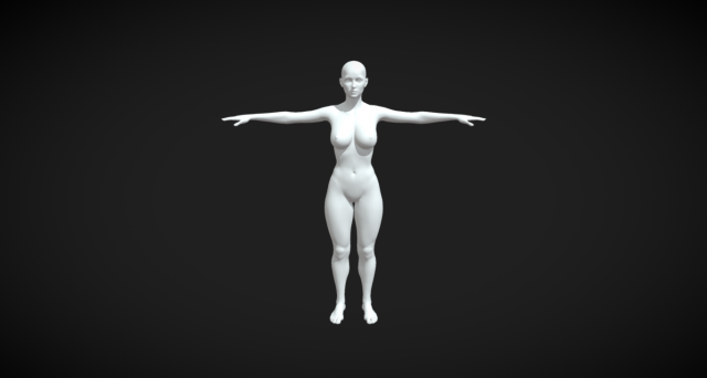 Exquisite Precision High Detailed Women Fit Body Base Mesh in T-Pose Model 3D .c4d .max .obj .3ds .fbx .stl .blend 