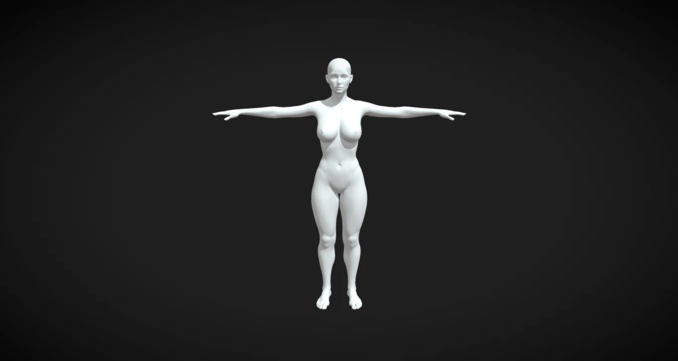 Exquisite Precision High Detailed Women Fit Body Base Mesh in T-Pose 3D Model .c4d .max .obj .3ds .fbx .stl .blend 