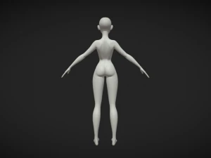 Graceful Simplicity Slim Women Body Base Mesh in A-Pose 3D Model