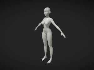 Graceful Simplicity Slim Women Body Base Mesh in A-Pose 3D Model