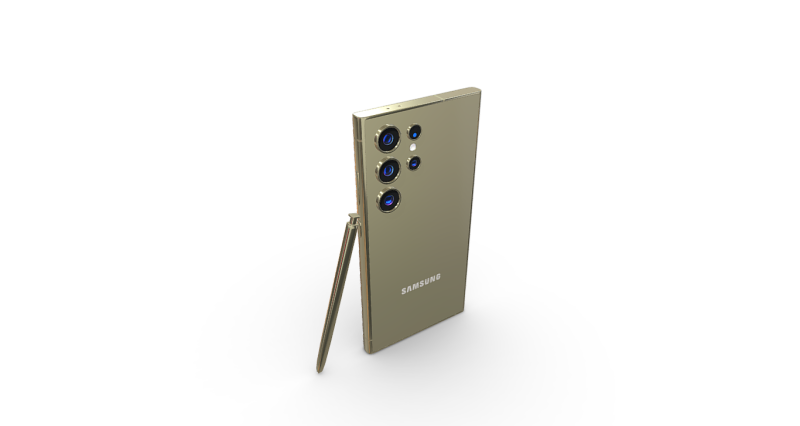Samsung Galaxy S24 Ultra Titanium Yellow Modello 3D .c4d .max .obj .3ds .fbx .stl .blend 