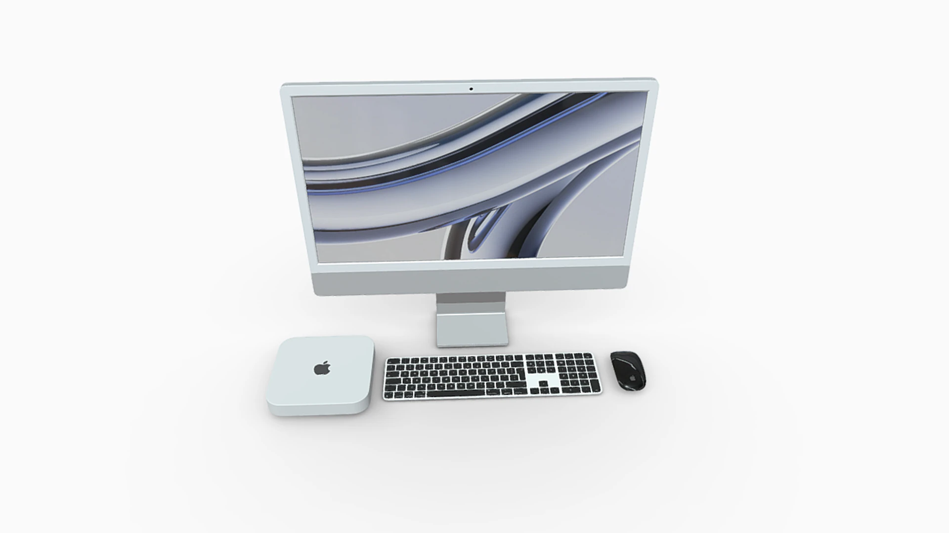 Experience Modern Elegance With Apple iMac PC Set 3D Model .c4d .max .obj .3ds .fbx .stl .blend 