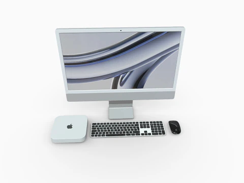 Erleben Sie moderne Eleganz mit dem Apple iMac PC-Set 3D Modell