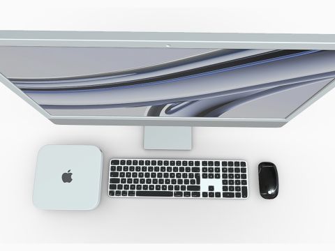 Experience Modern Elegance With Apple iMac PC Set 3D-Modell