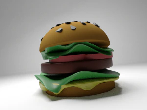 Einfacher Cheeseburger &ndash; Low Poly 3D Modell