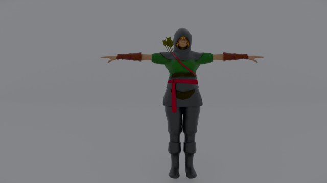 Female archer Blender Model Game ready Modèle 3D .c4d .max .obj .3ds .fbx .stl .blend 