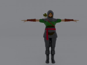 Female archer Blender Model Game ready 3D Model