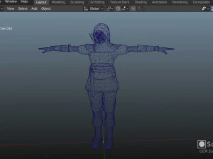 Female archer Blender Model Game ready 3D Model