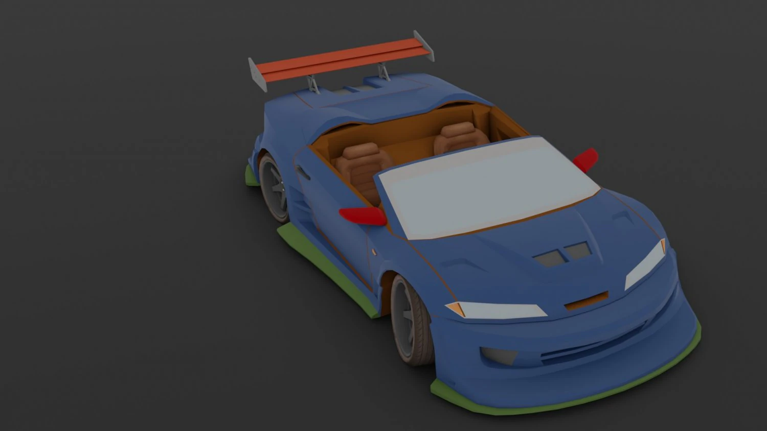 Cool tunning convertible car 3D Model .c4d .max .obj .3ds .fbx .stl .blend