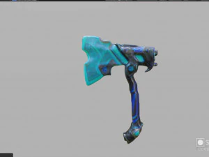 Синий научно-фантастический топор в неоновых тонах 3D Модель