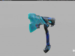 Blue Sci-Fi Axe with neon colors 3D Model