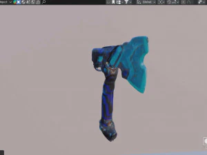 Blue Sci-Fi Axe with neon colors 3D Model