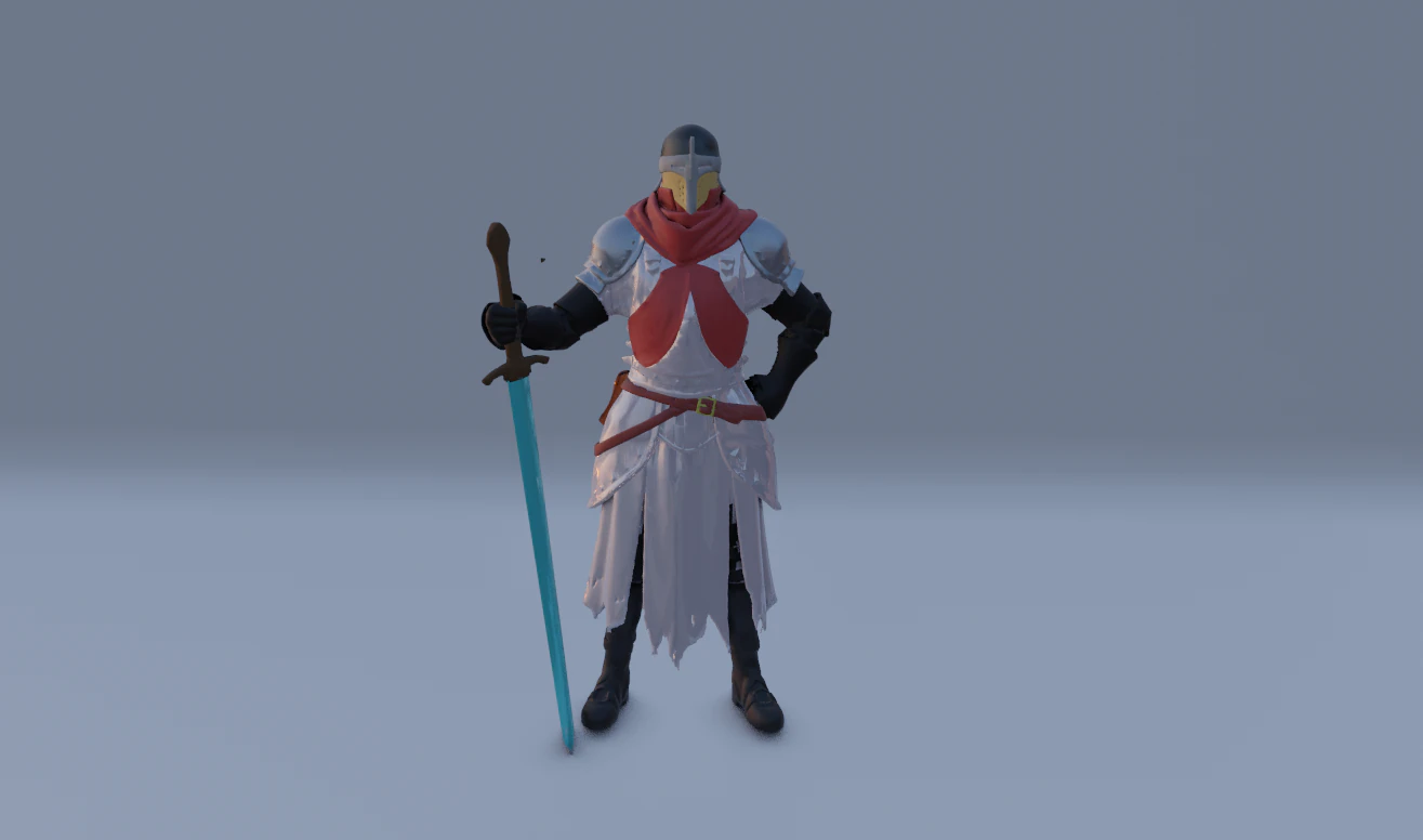 Epic medievel knight with the Magical Crystal Sword 3D Model .c4d .max .obj .3ds .fbx .stl .blend 
