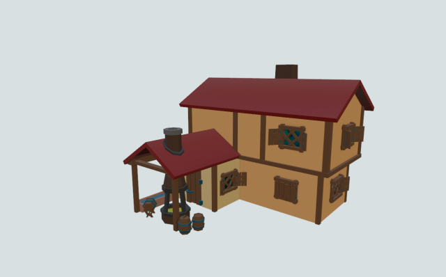 Lowpoly Town home with a fireplace 3D 모델 .c4d .max .obj .3ds .fbx .stl .blend 