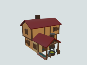 Lowpoly Town home with a fireplace 3D 모델