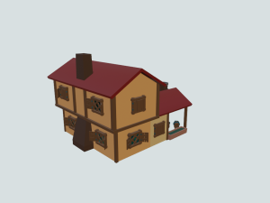 Lowpoly Town home with a fireplace 3D 모델