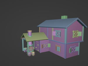 Lowpoly Town home with a fireplace 3D 모델