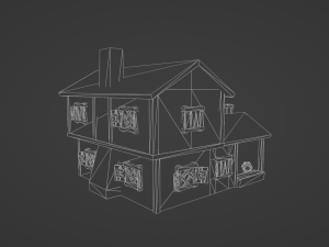 Lowpoly Town home with a fireplace 3D 모델