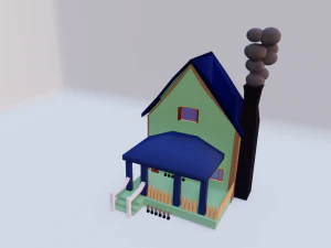 ローポリアメリカンスタイルホームUSA 3Dモデル