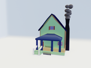 LOW POLY- AMERICAN STYLE HOME USA 3D Model