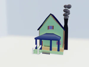 LOW POLY- AMERICAN STYLE HOME USA 3D Model
