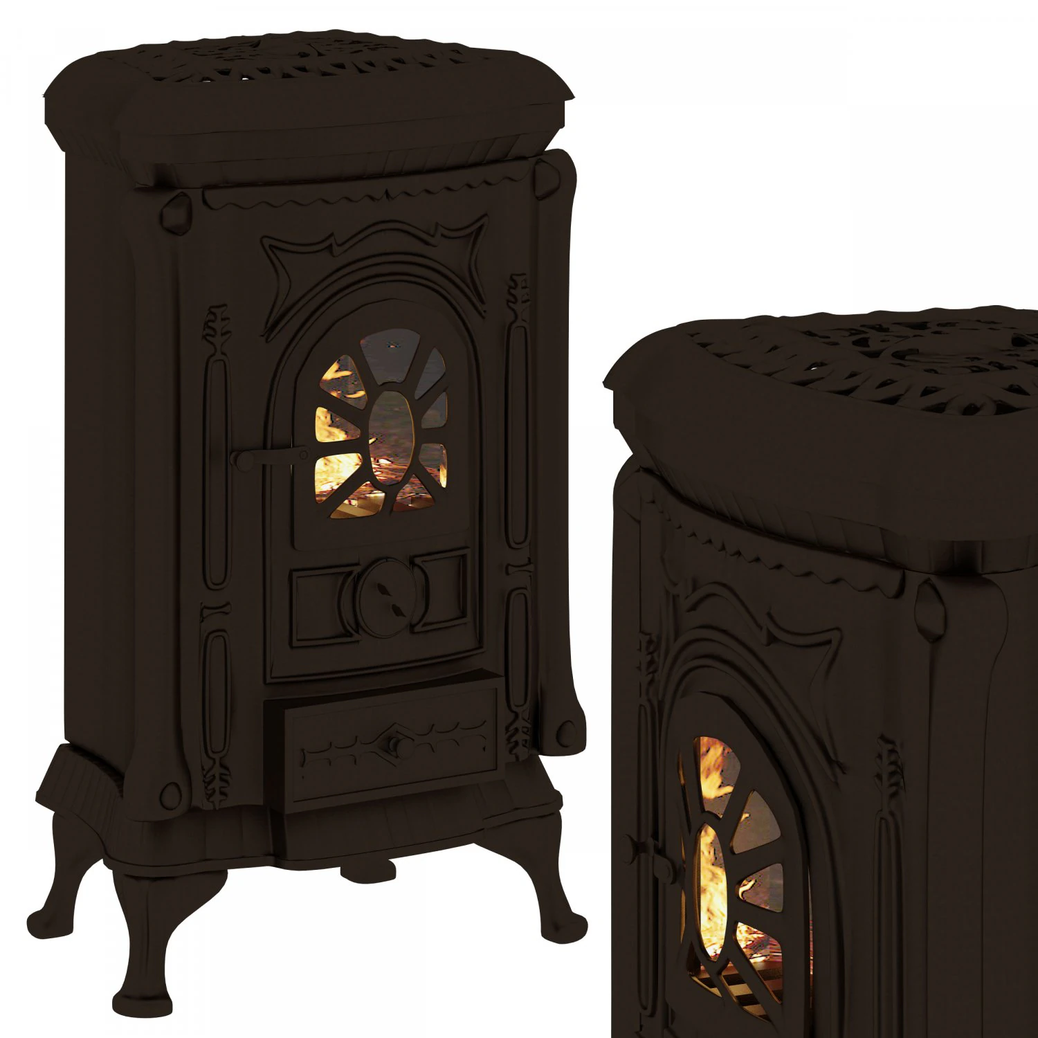 Cast-iron stove of Ingrid 3D Model .c4d .max .obj .3ds .fbx .stl .blend