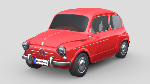 Fiat 600D 1965 3D Модель .c4d .max .obj .3ds .fbx .stl .blend 
