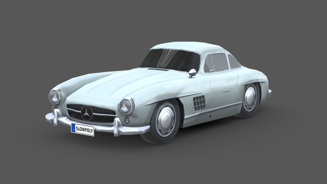 Mercedes Benz 300SL Gullwing 3D Model .c4d .max .obj .3ds .fbx .stl .blend