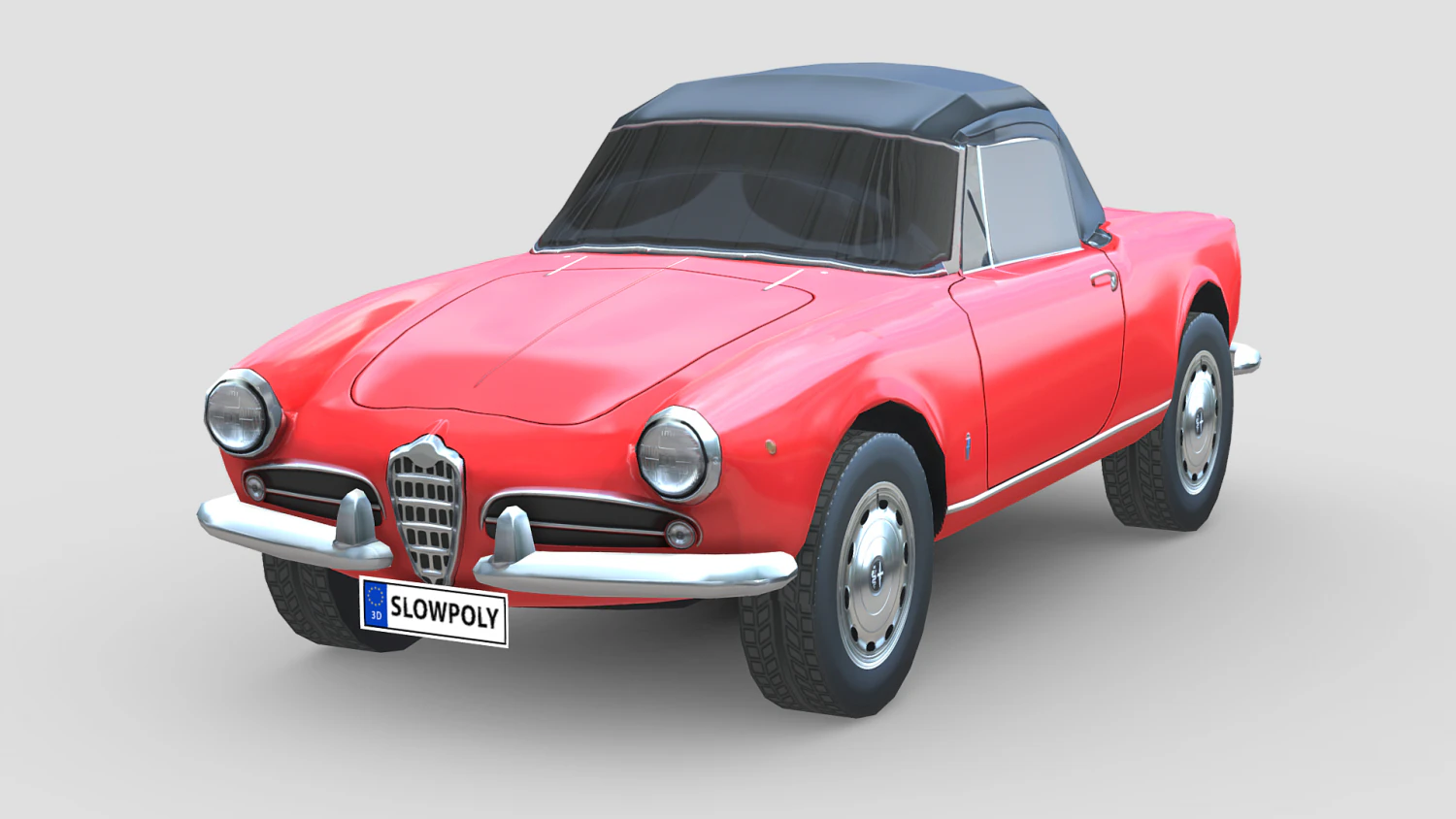 Alfa Romeo Giulietta Spider 1955 3D Model .c4d .max .obj .3ds .fbx .stl .blend