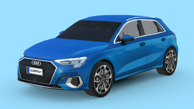 Audi A3 Sportback 2021 3D-Modell .c4d .max .obj .3ds .fbx .stl .blend 