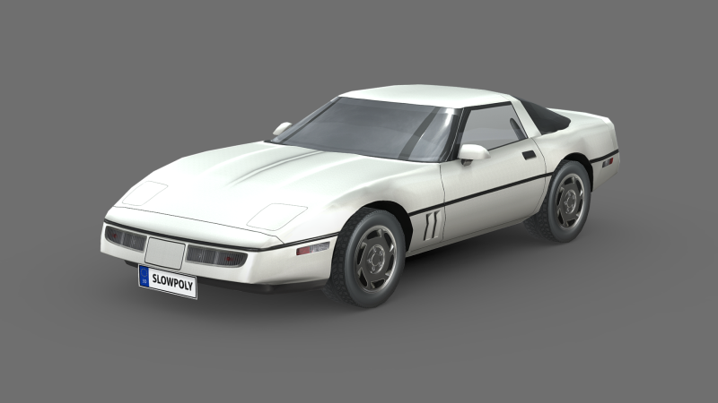 Chevrolet Corvette C4 coupe 1983 3D Model .c4d .max .obj .3ds .fbx .stl .blend 