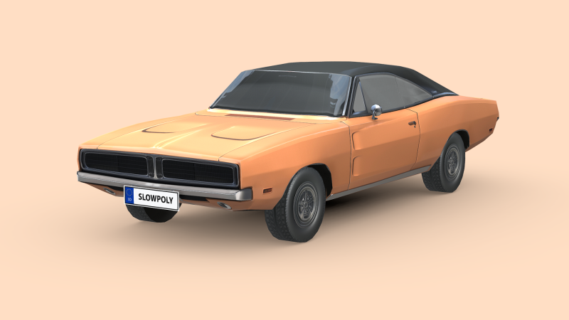 Dodge Charger RT 1969 3D Model .c4d .max .obj .3ds .fbx .stl .blend 