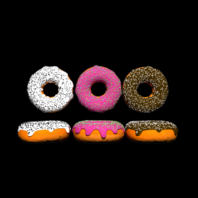 Donuts 3D Model .c4d .max .obj .3ds .fbx .stl .blend 