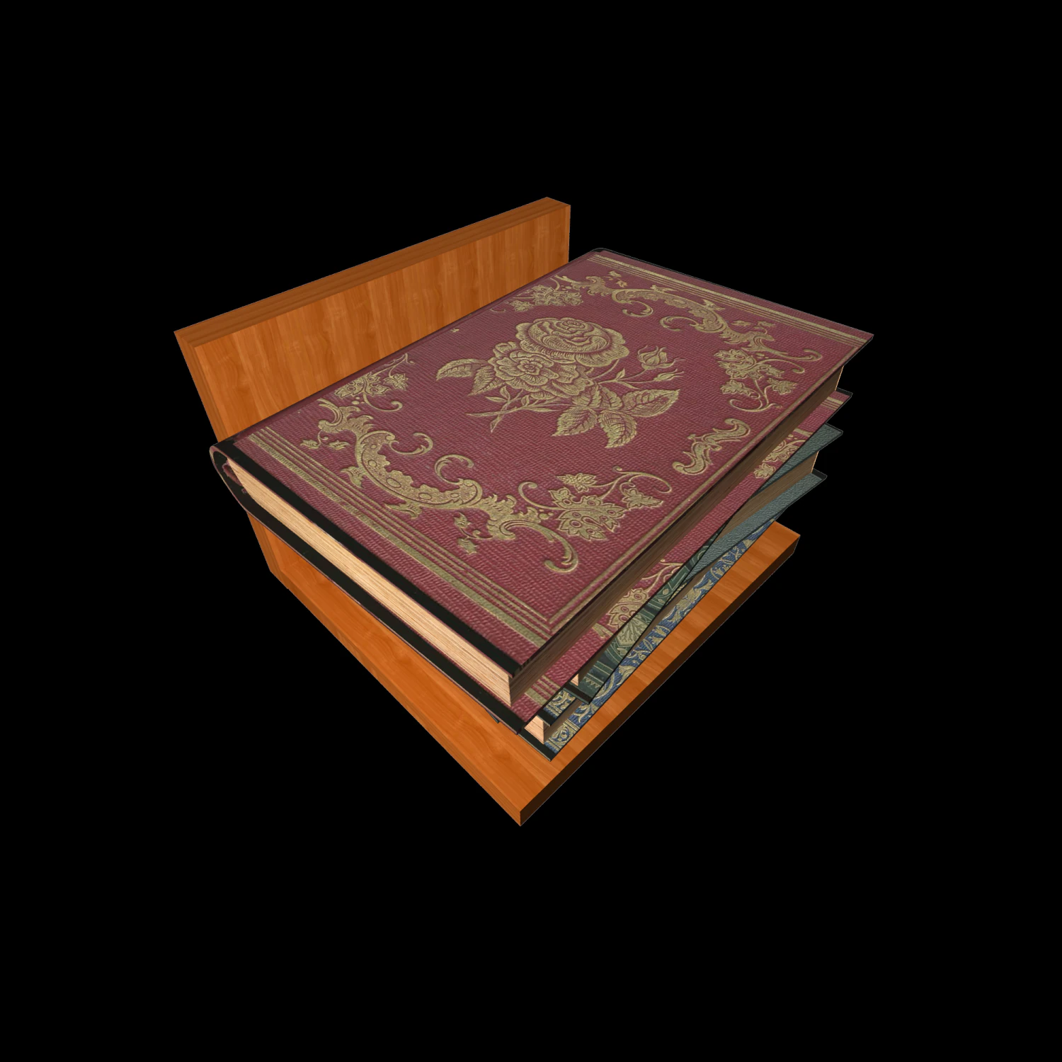 Books on the shelf 3D Model .c4d .max .obj .3ds .fbx .stl .blend 