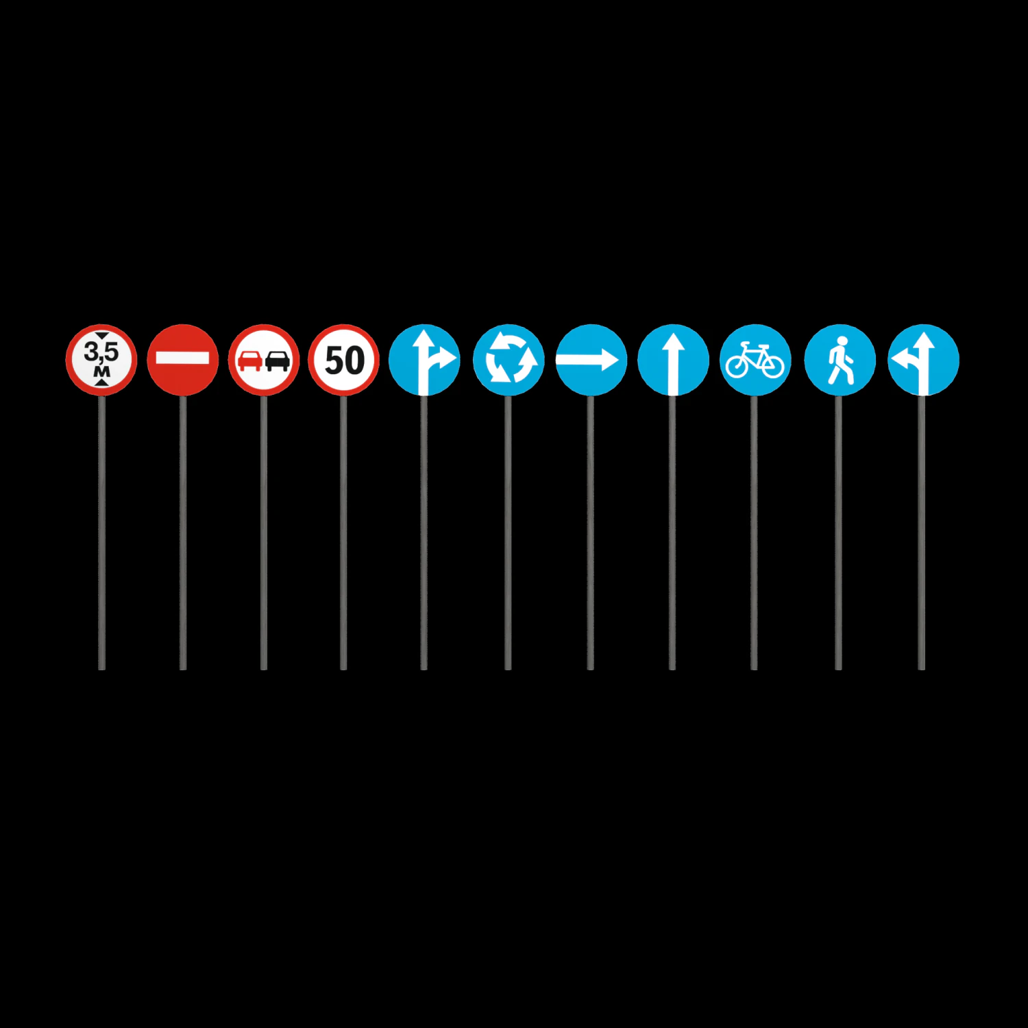 Road signs 3D Model .c4d .max .obj .3ds .fbx .stl .blend