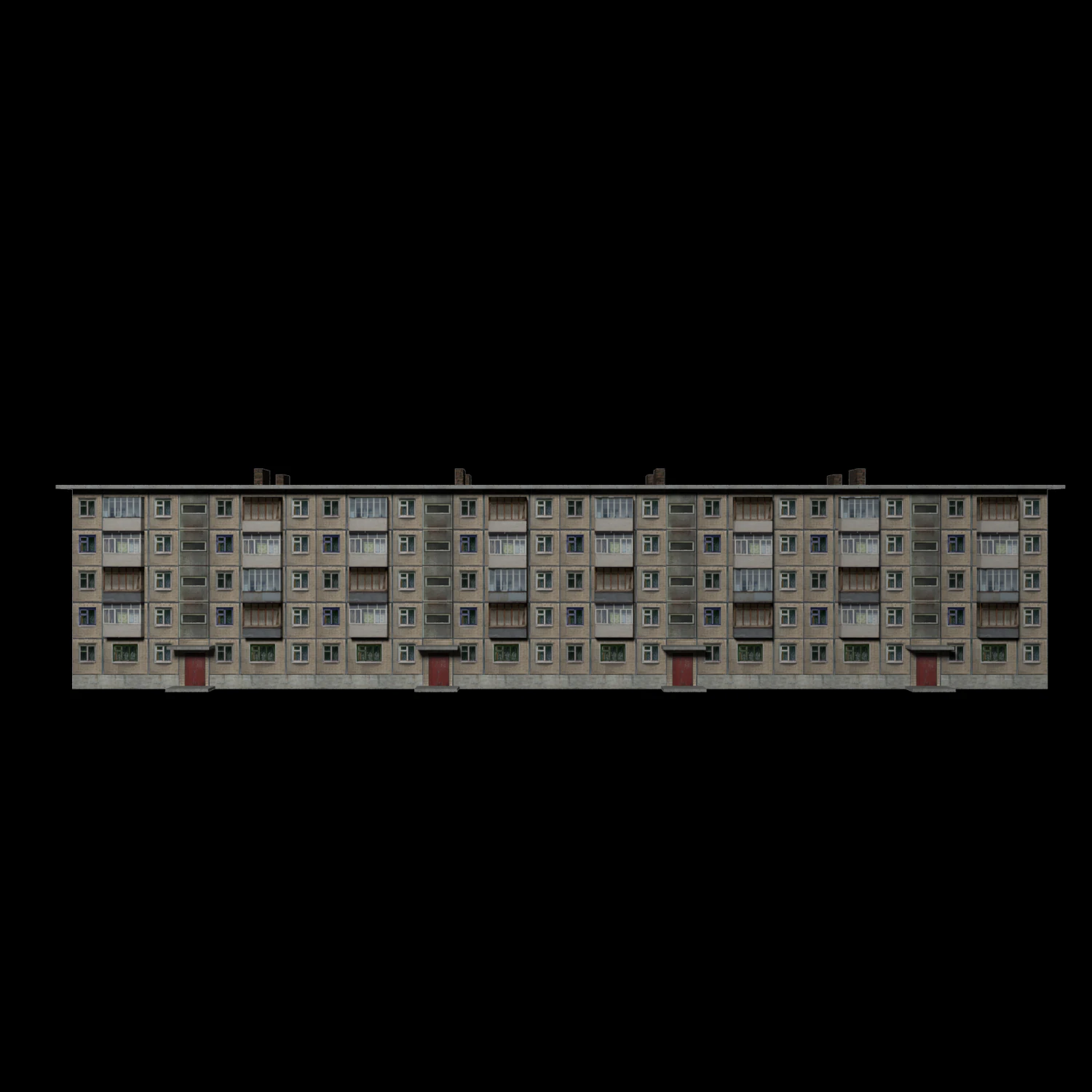 Khrushchyovka 3D Model .c4d .max .obj .3ds .fbx .stl .blend