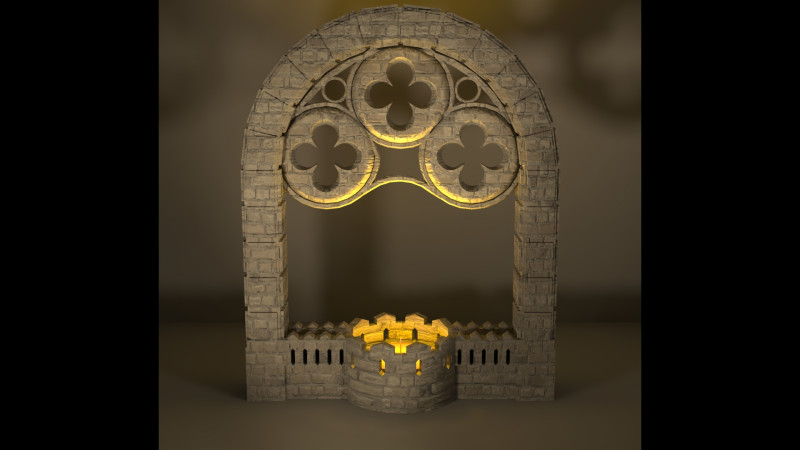 Medieval Window Style Candle Holder Modelo de Impressão 3D .c4d .max .obj .3ds .fbx .stl .blend 