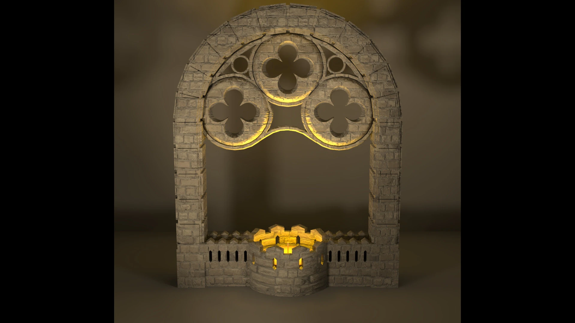 Medieval Window Style Candle Holder 3D Print Model .c4d .max .obj .3ds .fbx .stl .blend 
