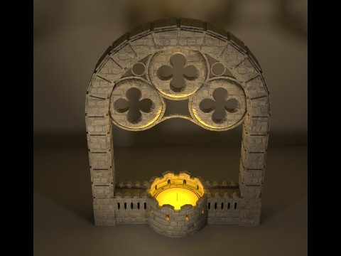 Medieval Window Style Candle Holder Modelo de Impressão 3D