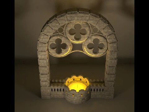 Medieval Window Style Candle Holder 3D Print Model