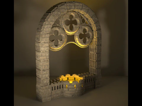 Medieval Window Style Candle Holder 3D Print Model