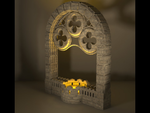 Medieval Window Style Candle Holder Modelo de Impressão 3D