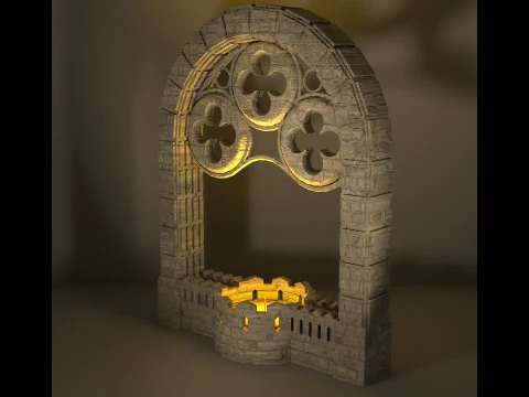 Medieval Window Style Candle Holder 3D Print Model