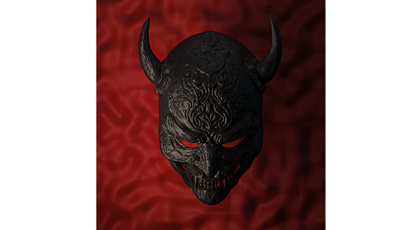 Oni-Demon Mask 3D 프린트 모델 .c4d .max .obj .3ds .fbx .stl .blend