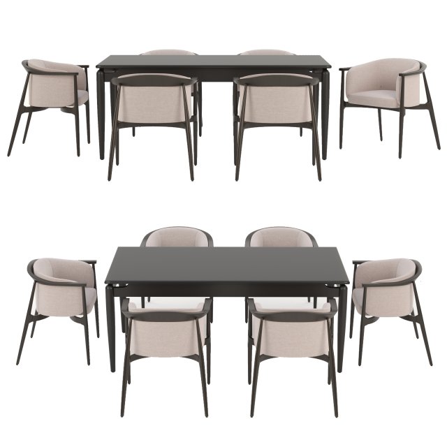 Arya chair and Black table Modelo 3D .c4d .max .obj .3ds .fbx .stl .blend 