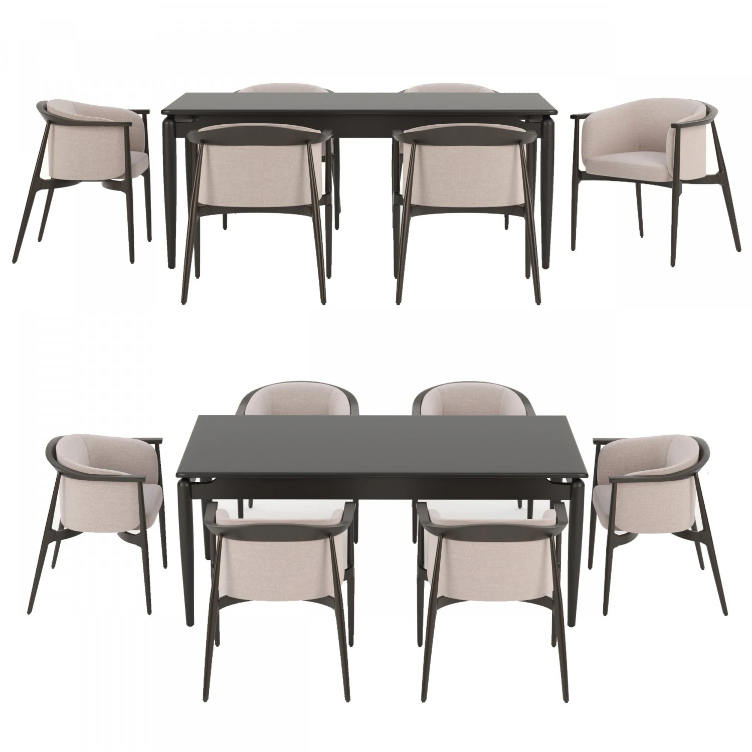 Arya chair and Black table 3D Model .c4d .max .obj .3ds .fbx .stl .blend