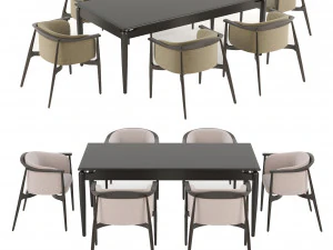 Arya chair and Black table 3D Model