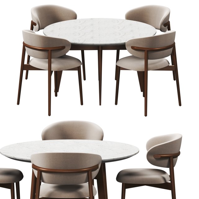 Oleandrochairtable 3D Model .c4d .max .obj .3ds .fbx .stl .blend 